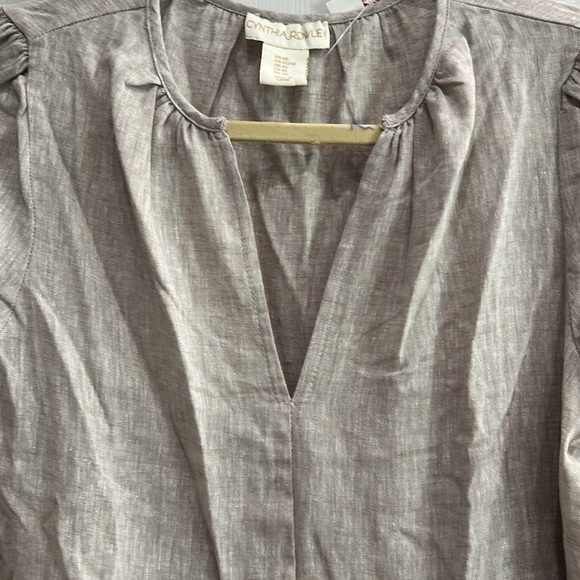 NWT Cynthia Rowley tan linen tiered loose lightweight puff sleeve dress xs - Picture 2 of 4